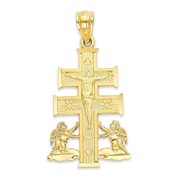 Solid 14k Gold Cross of Caravaca Pendant - Protection Amulet Gift - Picture 1 of 5